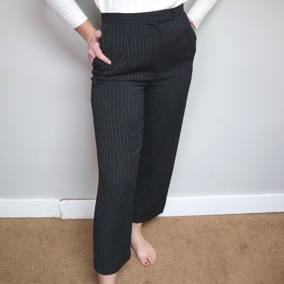 Vintage Pin Stripe Ladies Dress Pants in Black - Picture 3 of 7